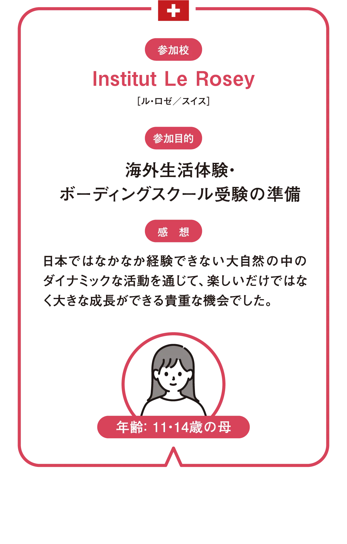 Institut Le Rosey 海外⽣活体験・ボーディングスクール受験の準備 ⽇本ではなかなか経験できない⼤⾃然の中のダイナミックな活動を通じて、楽しいだけではなく⼤きな成⻑ができる貴重な機会でした。