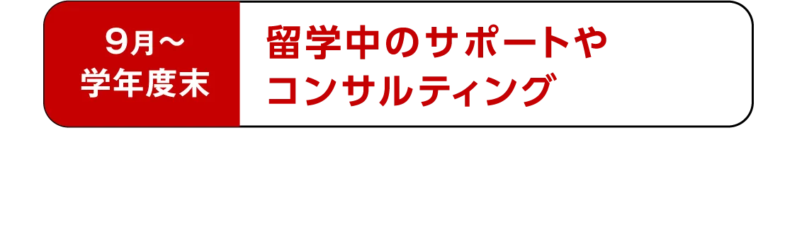 9月〜学年度末 留学中のサポートやコンサルティング