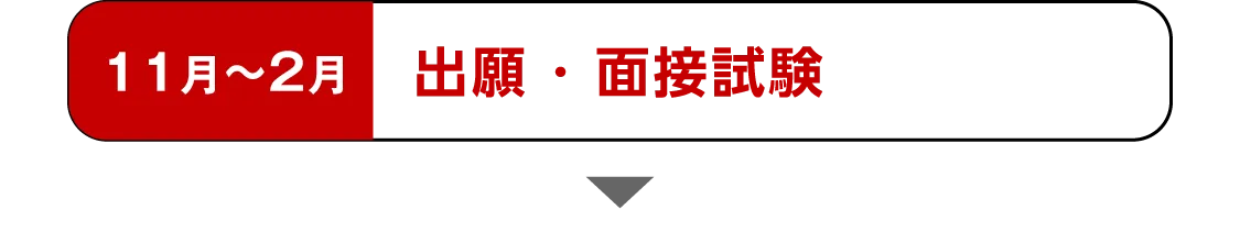 11月〜2月 出願 ・ 面接試験